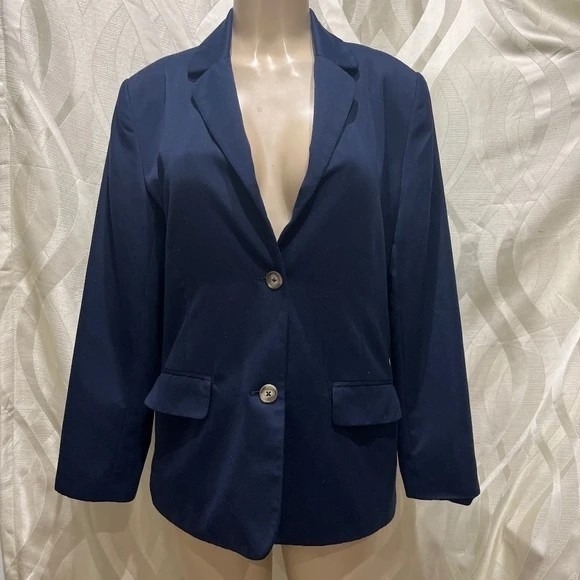 Appleseed's Jackets & Blazers - Appleseeds Navy Blue V Neck Microfiber Moleskin Softshell Single Breasted Blazer